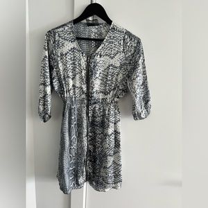 Satin Snake Print Zip-Up Dress